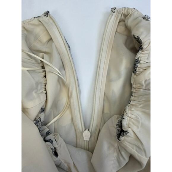 Abercrombie & Fitch Floral Tie-Strap Midi Dress Ivory Black Size S - Picture 9 of 16